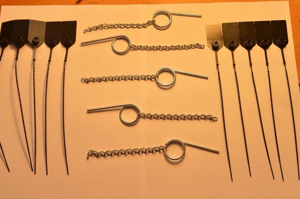 🎯 NEW 5 FIRE EXTINGUISHER PULL PINS W/ CHAIN & 10 BLACK TAMPER SEALS