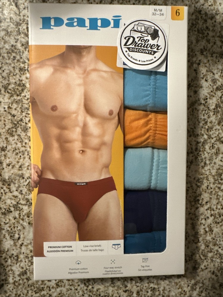 Papi Premium Cotton Low rise Briefs 6 pack Size M (32-34)