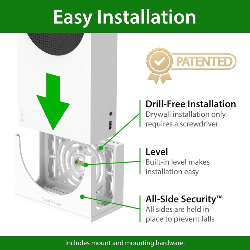 Total Mount: Stylish Wall Mount for Xbox Series S with Ventilation Features