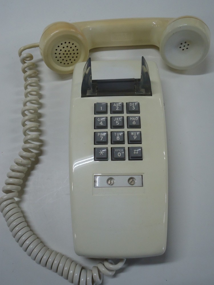 ITT 2554 Push Button Wall Phone Ivory, Untested