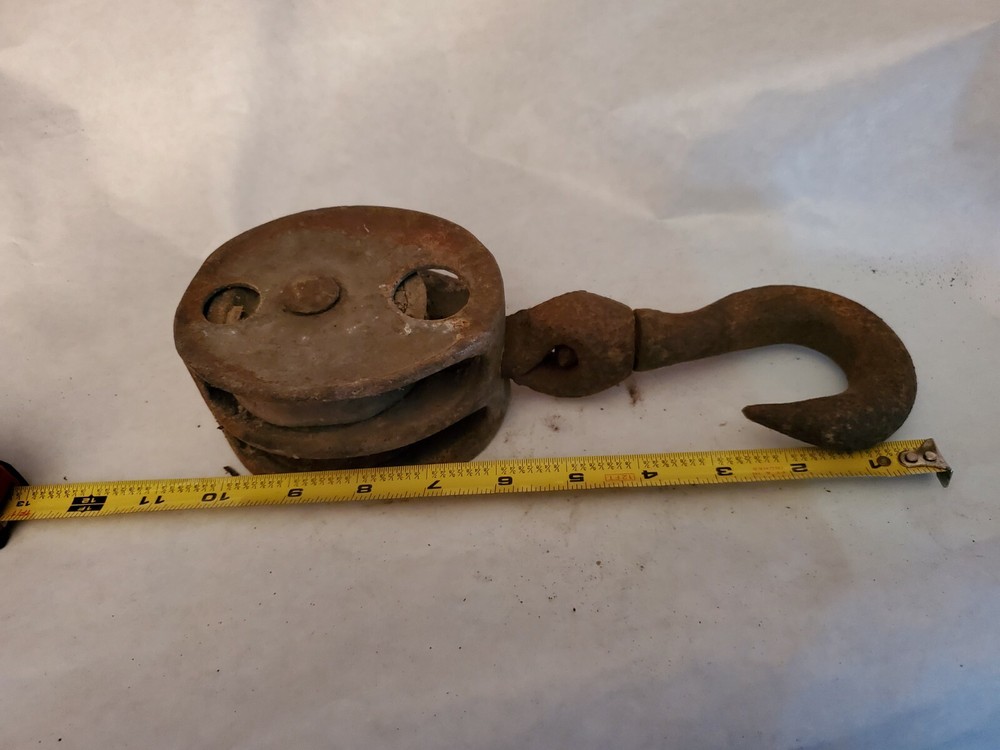 Vintage Iron Double Pulley for Rope Rustic Décor