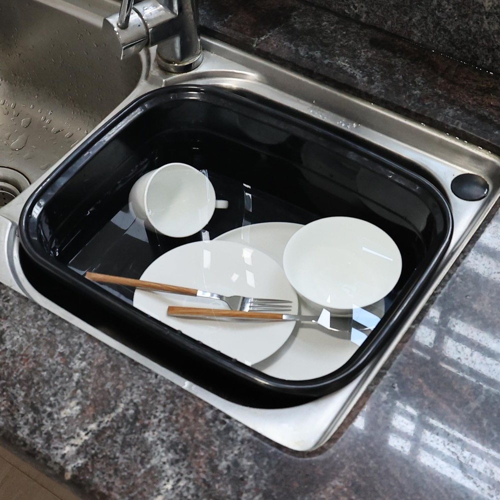 14 Quart Rectangular Plastic Washing Basins, Plastic Dishpans for Sink, Black...