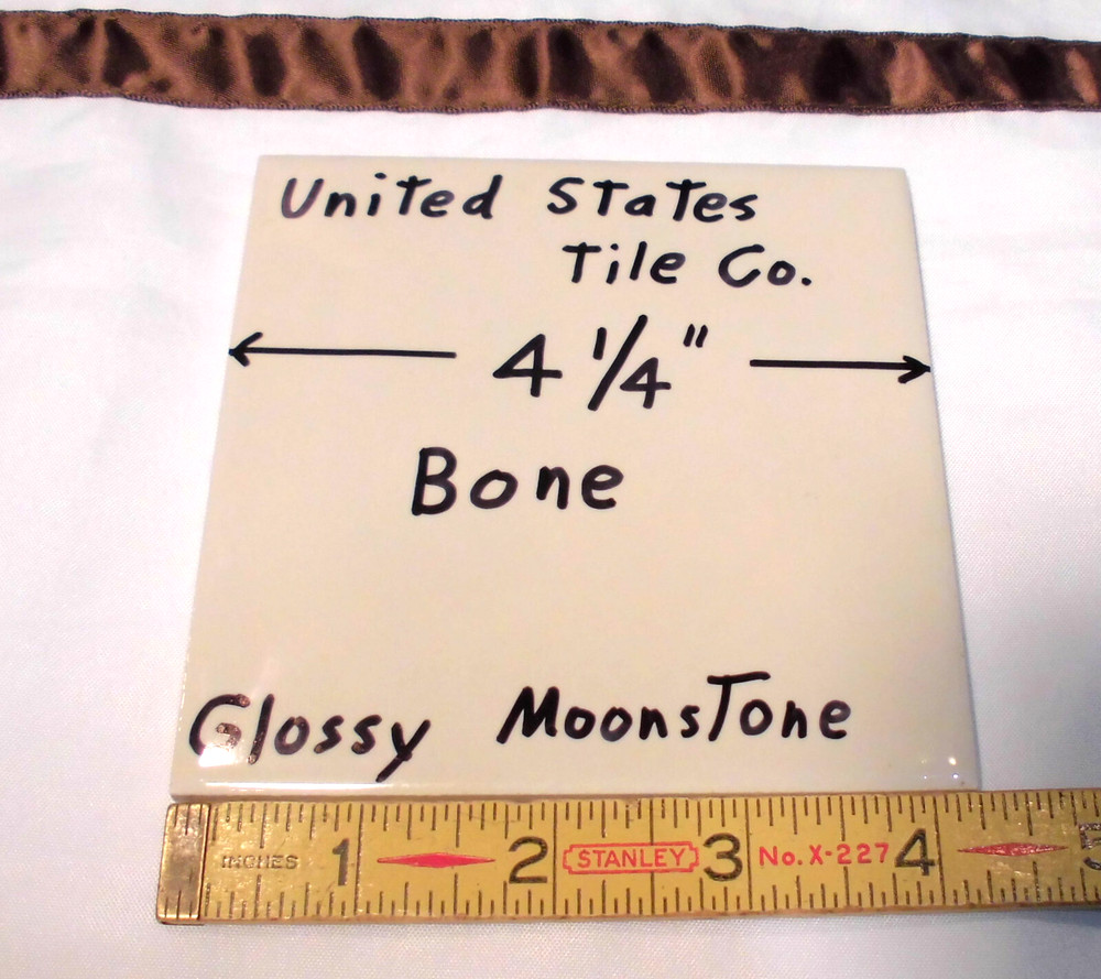 1 pc. Gloss Bone: 4-1/4" Ceramic Tile New Stock: Bumpy-Ripple Textured Surface