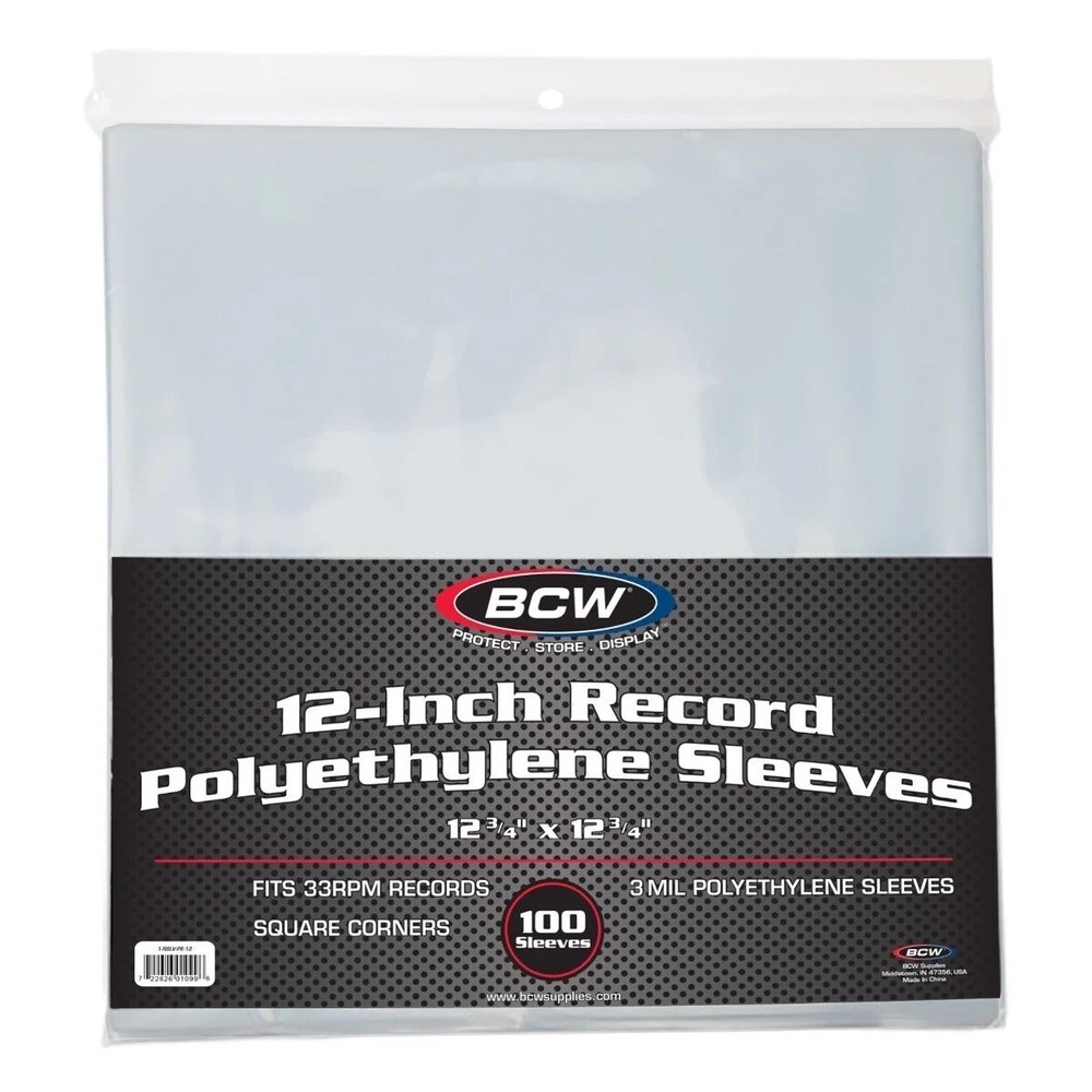 12" Record Album Outer Sleeves BCW Polyethylene 3 Mil - 100 ct