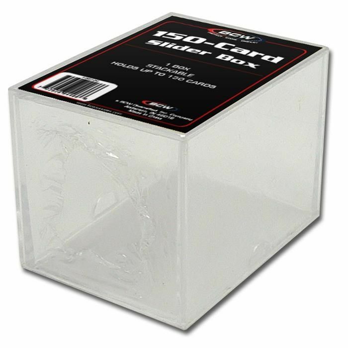 (6 Boxes) BCW 150 Card Size Slider Box Stackable Plastic Card Storage Cases