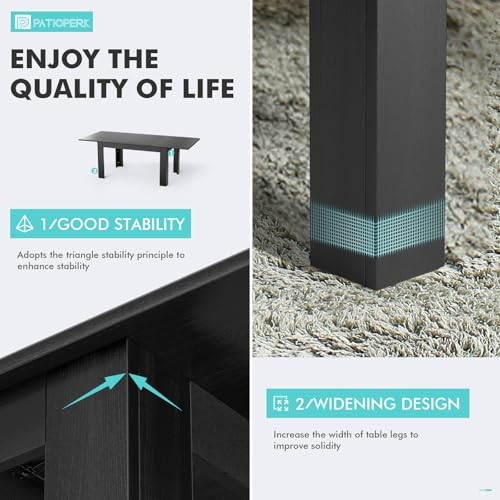 PATIOPERK EXTENDABLE DINING ROOM TABLE PLANK AND BEAM FARMHOUSE - Scratch & Dent