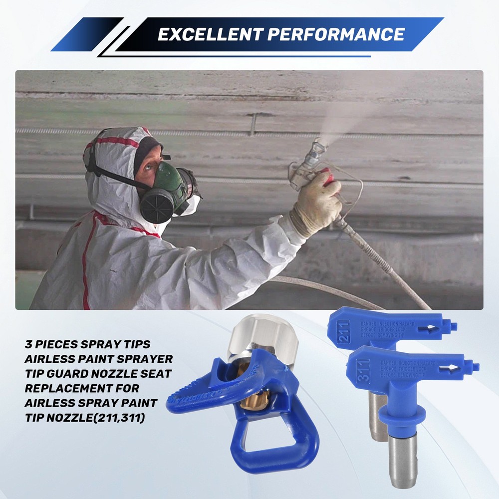 3 Pieces Tips Airless Paint Sprayer Tip Guard Nozzle Replacement for3802