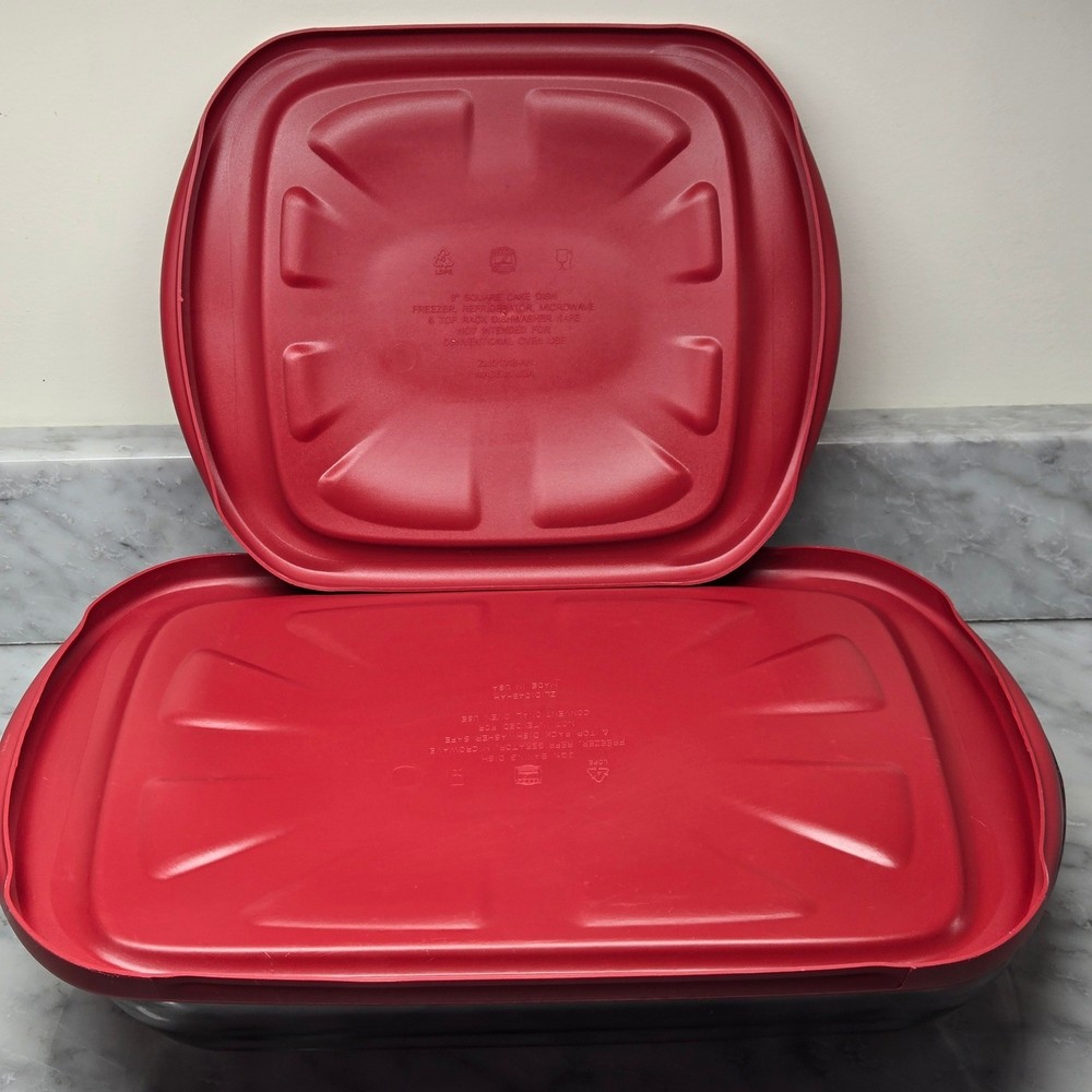 Anchor Hocking Glass Bakeware Set 2 Piece Rectangular Baking Dishes w/ Red Lids