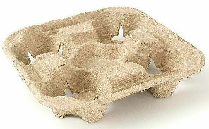 4 Cup Drink Cup Carrier, Cup Holder, Cup Carry Tray Biodegradable Pulp 75 Count