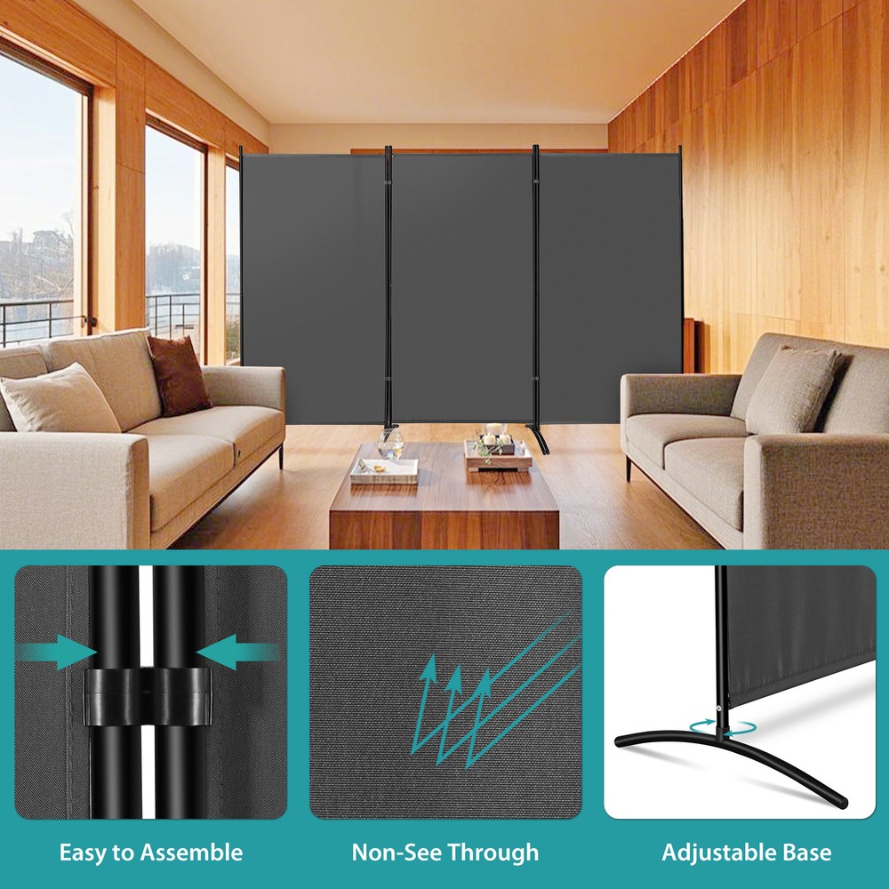 3 Panel Room Divider Folding Privacy Panel Screens for Office Separation 2 Color