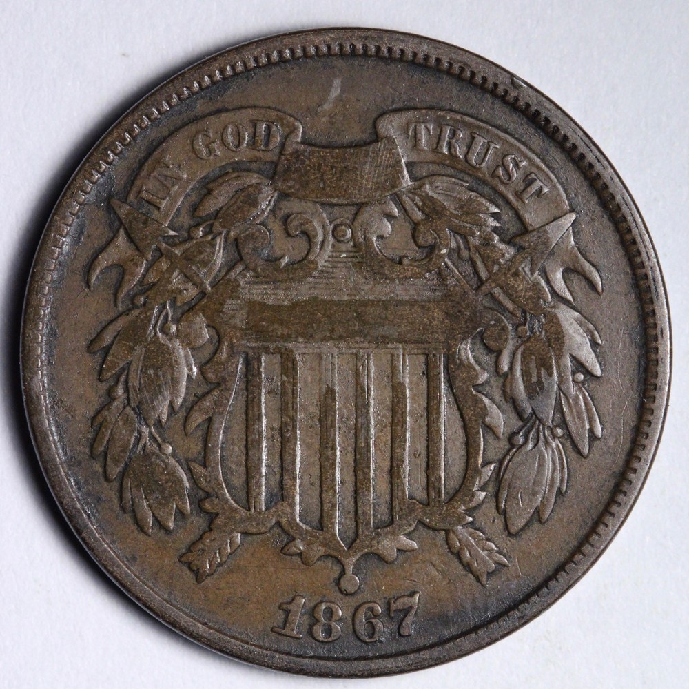 1867 Two Cent Piece XF E138 RDNT