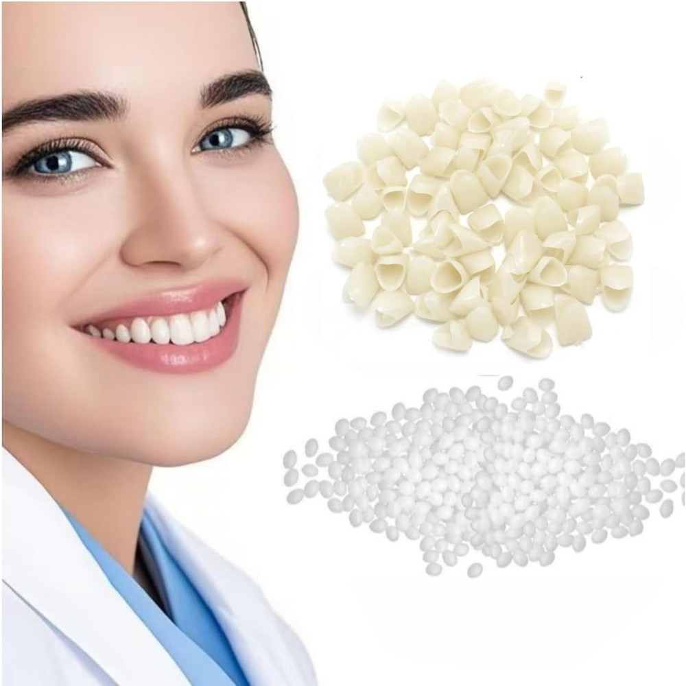 Temporary Teeth Crown Kit with Fitting Beads for Missing, Broken Teeth, Gaps, De