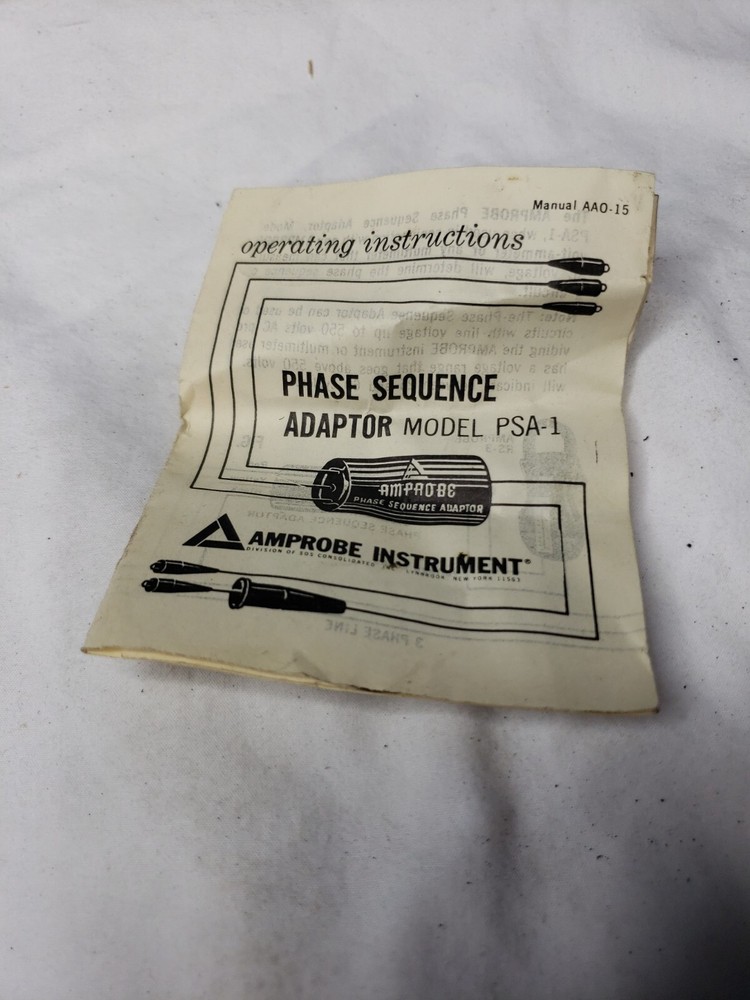 Amprobe Phase Sequence Adapter Model PSA-1 with Instructions + Leather Case
