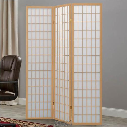 3-Panel Room Divider Natural Wood