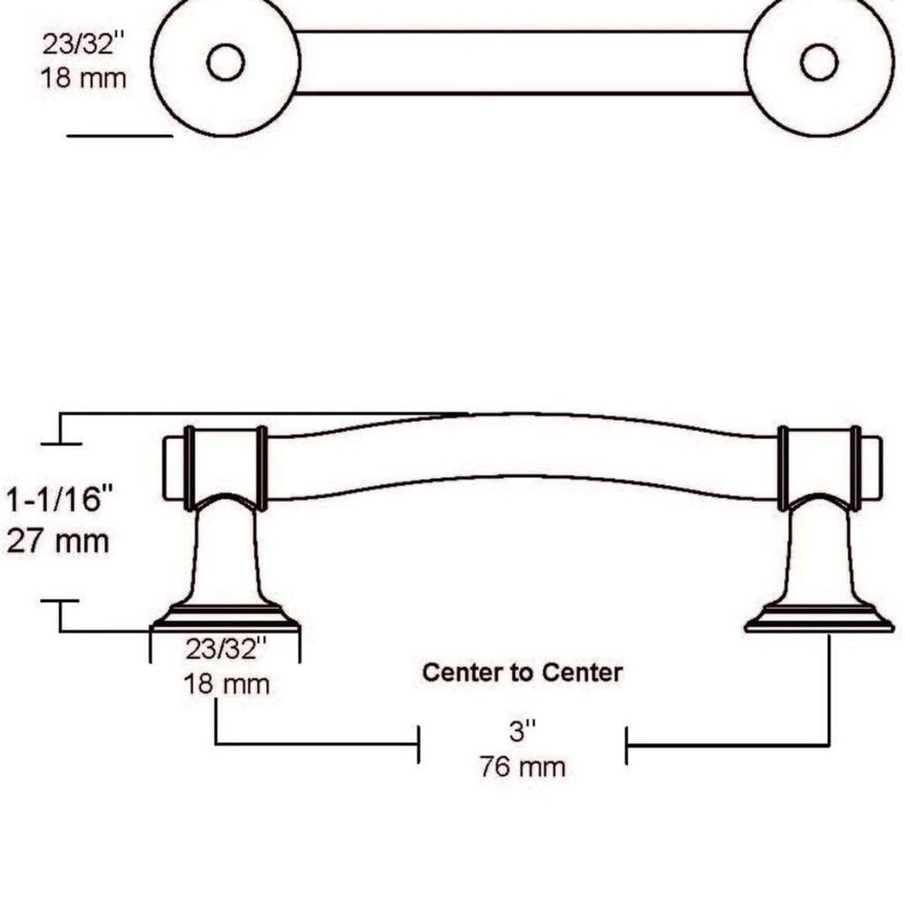 5 Piece 3 Inches Curved Bar Drawer Pulls Cabinet Hardware