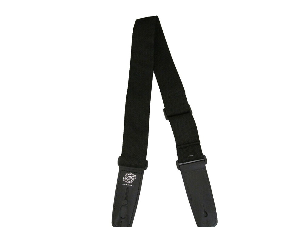 LOCK-IT Guitar Strap | Black | Poly | Patented Locking Technology (strap lock)