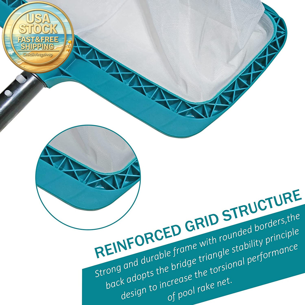 Heavy Duty Pool Skimmer Net Rake 17 Inch Deep Nylon Mesh Tool