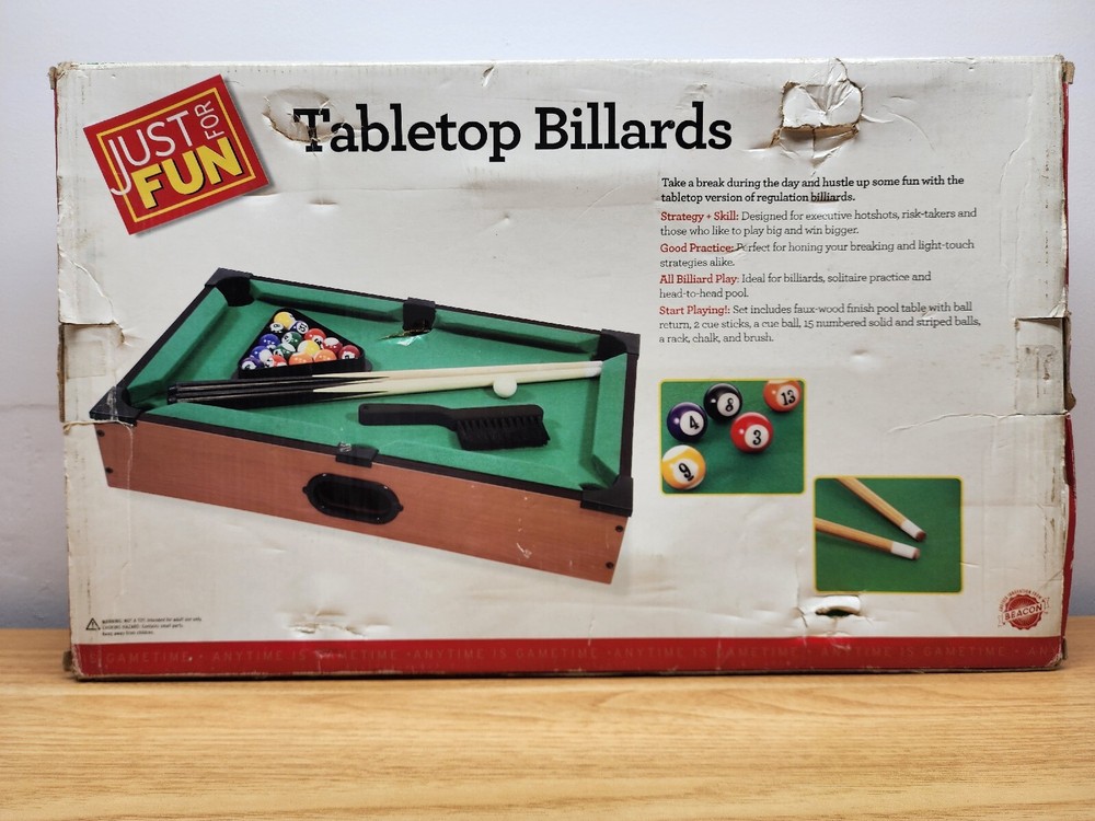 Just For Fun Tabletop Billiards Pool Complete In Box
