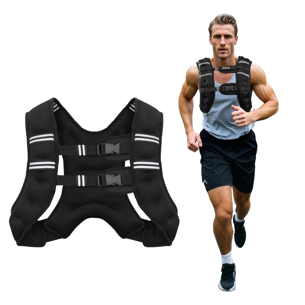 Poudee 20LB Weighted Vest Adjustable Reflective Strength Training Running