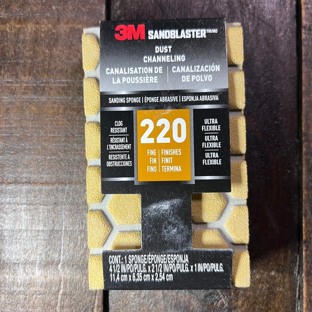 3M 220 Grit Dust Channeling Sanding Sponge