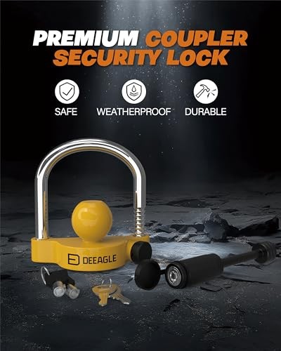 Trailer Coupler Lock, Include Universal Trailer Ball 3.5 inch yellow&black