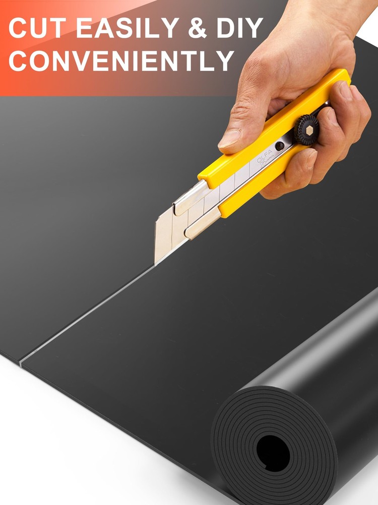 118”x40”x1/8” Rubber Sheet Roll Solid Neoprene Rubber Flooring Roll High Temp...
