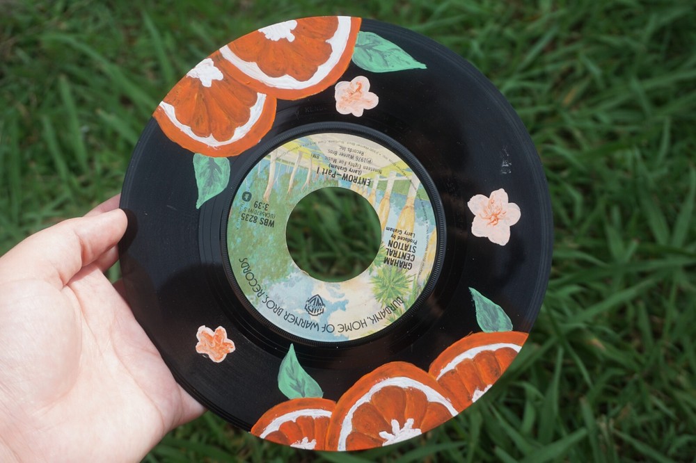 Handpainted vinyl record - Orange design