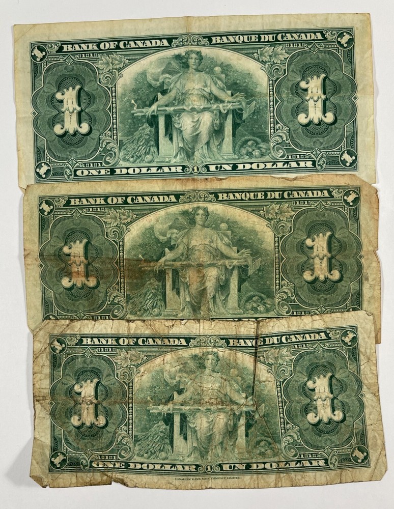 Canada 1937 $1 3 pcs. Mixed grades (#321)
