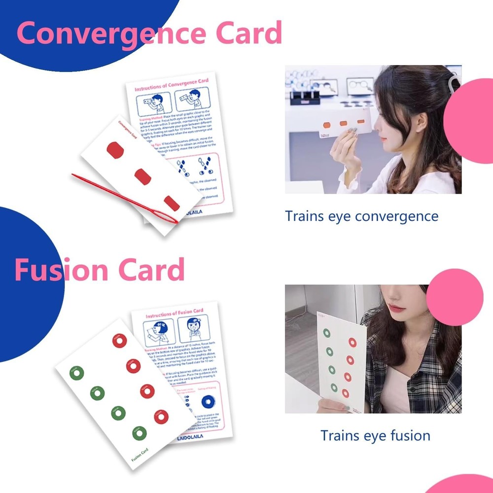 7.5 ft Vision Convergence Beads Training Kit – Snellen Eye Chart, Eye Patch &...