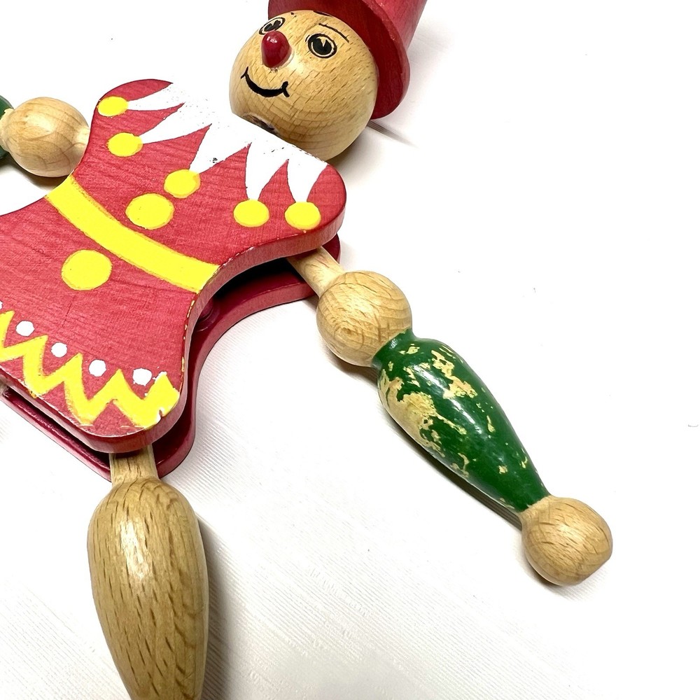Vintage Austria Wood Jumping Jack Pull String Toy Hand Painted