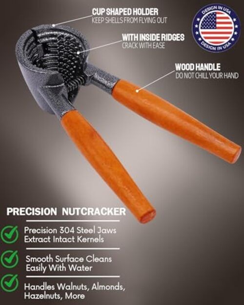 3Pcs Heavy Duty Nutcracker Set with Bowl, Easy Walnut Cracker for Pecans,