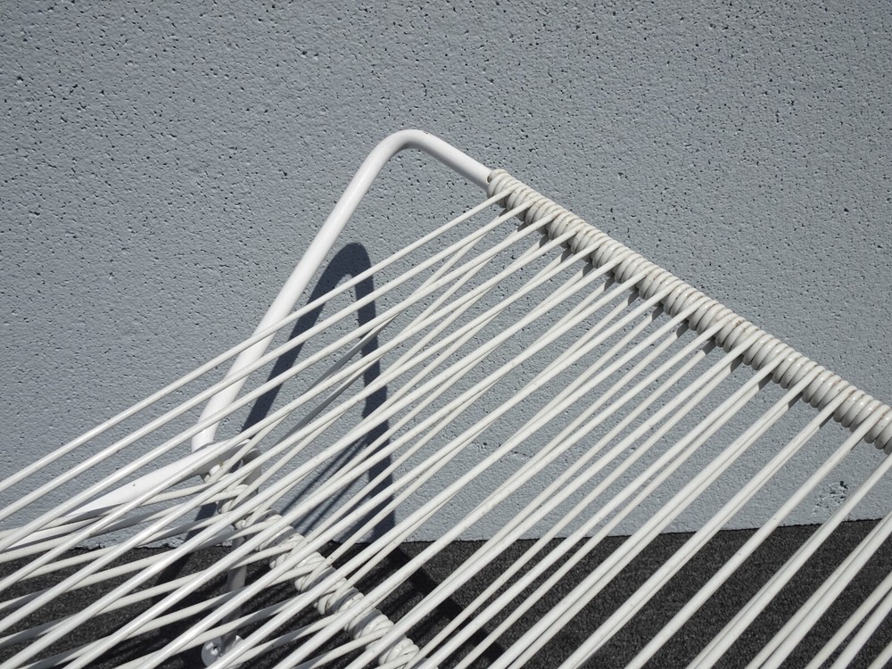 Vintage Mid Century Modern White Rubber Webbed Bench