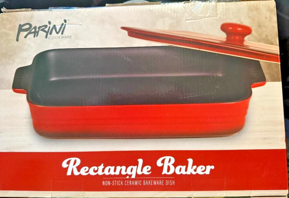 Parini Cookware Square Baker Non-stick Ceramic Bakeware Dish & Lid-Strong &Heavy