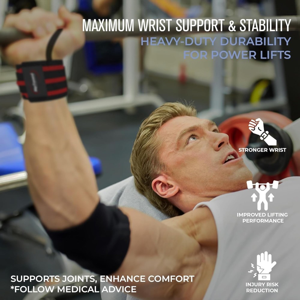 Breathable 18” Wrist Wraps - Adjustable, Durable & Ideal for Strength Training
