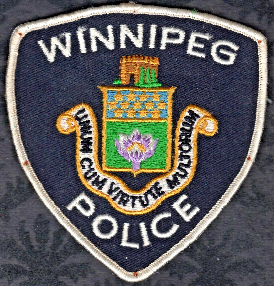 Winnipeg Canada Police Shoulder Patch --- White Border Version