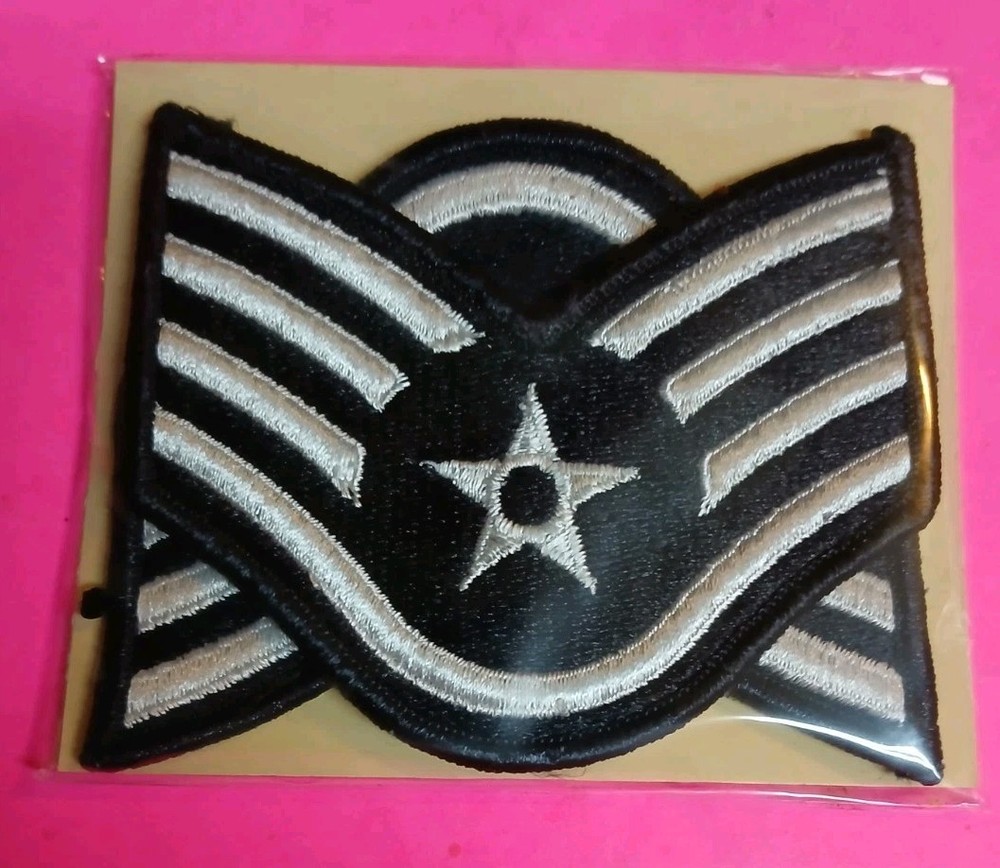US Air Force Staff Sergeant E-5 Chevrons Blue White Star Small Used $4.00 PPD