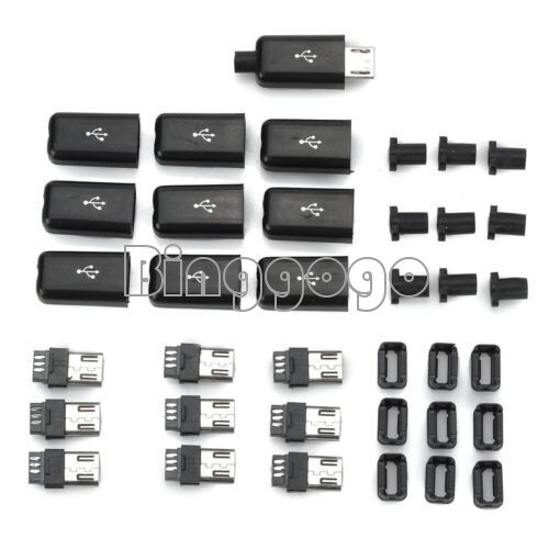 50pcs Micro USB Type B Male Plug Connector Kit with Plastic Cover DIY