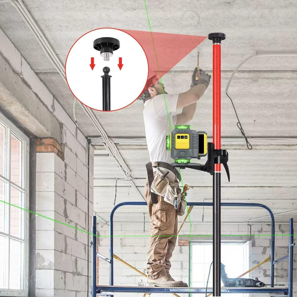 Telescoping Pole, Telescoping Laser Level Support Pole with Tripod and Mount for