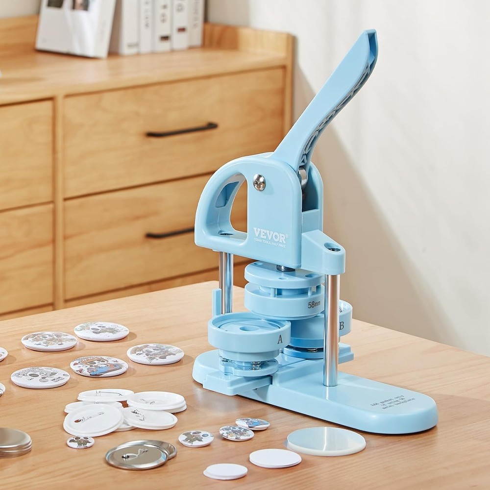 Brand New Button Maker Set 3-in-1 25/32/58mm Blue