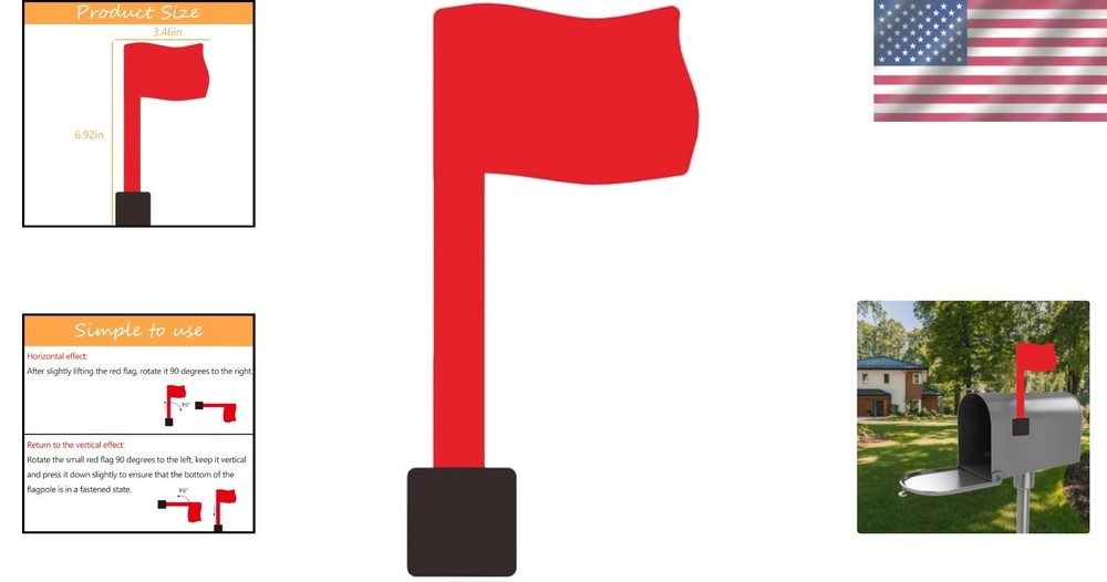 Compact Red Mailbox Flag with Weatherproof Design - Effortless Installation