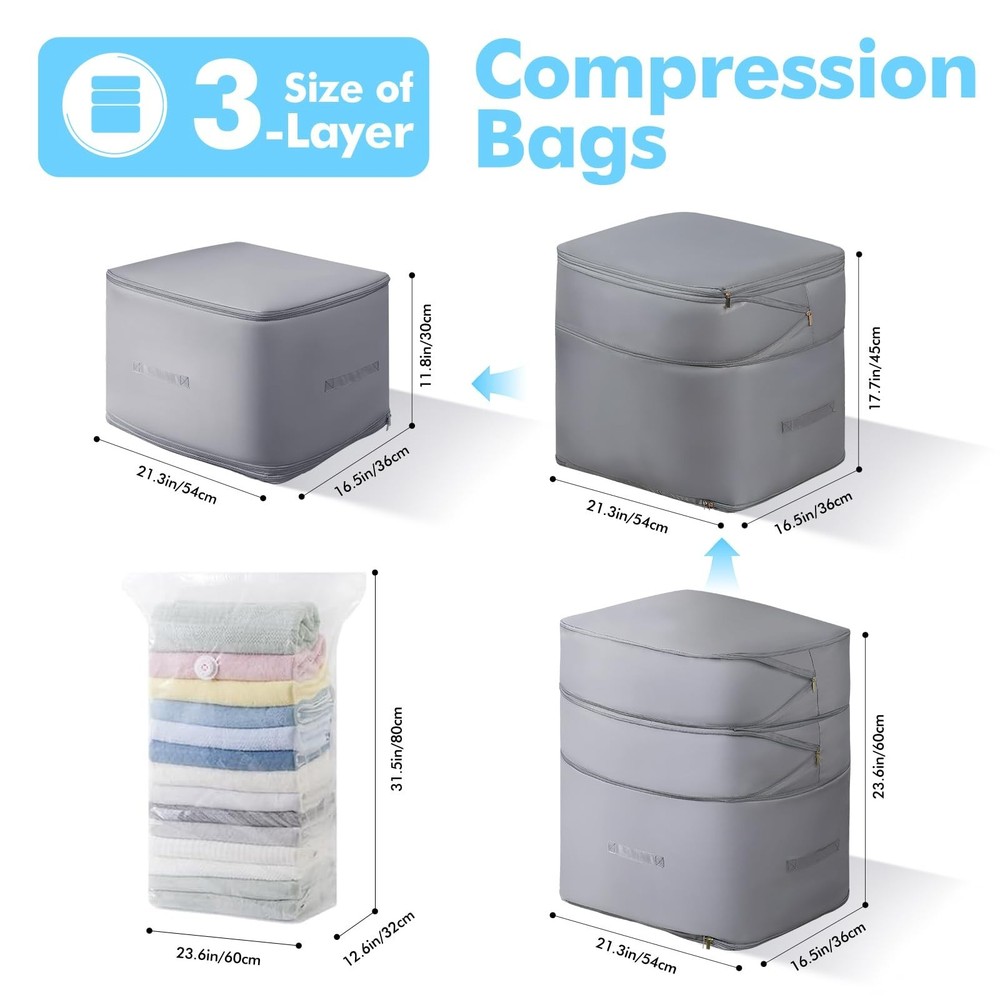 Comforter Storage Bag-Ultra Space Saving Large Self Compression Organizer for...