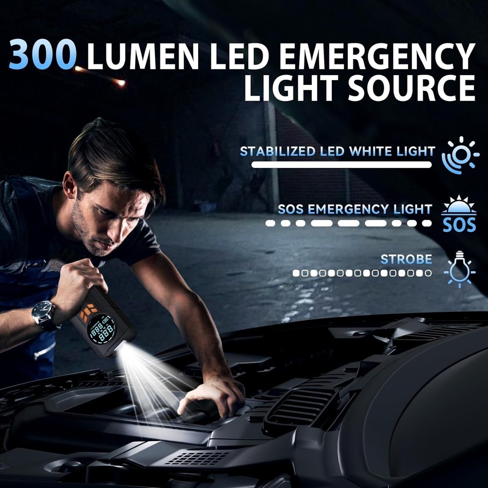 5000A Jump Starter with Compressor - Ultimate Emergency Backup Solution