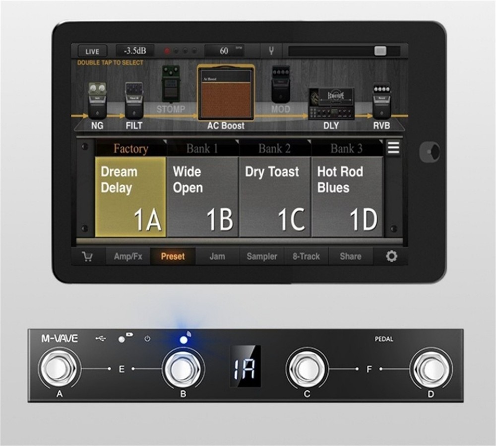 M-VAVE Wireless MIDI Controller BT MIDI Pedal Controller Intelligent APP Screen