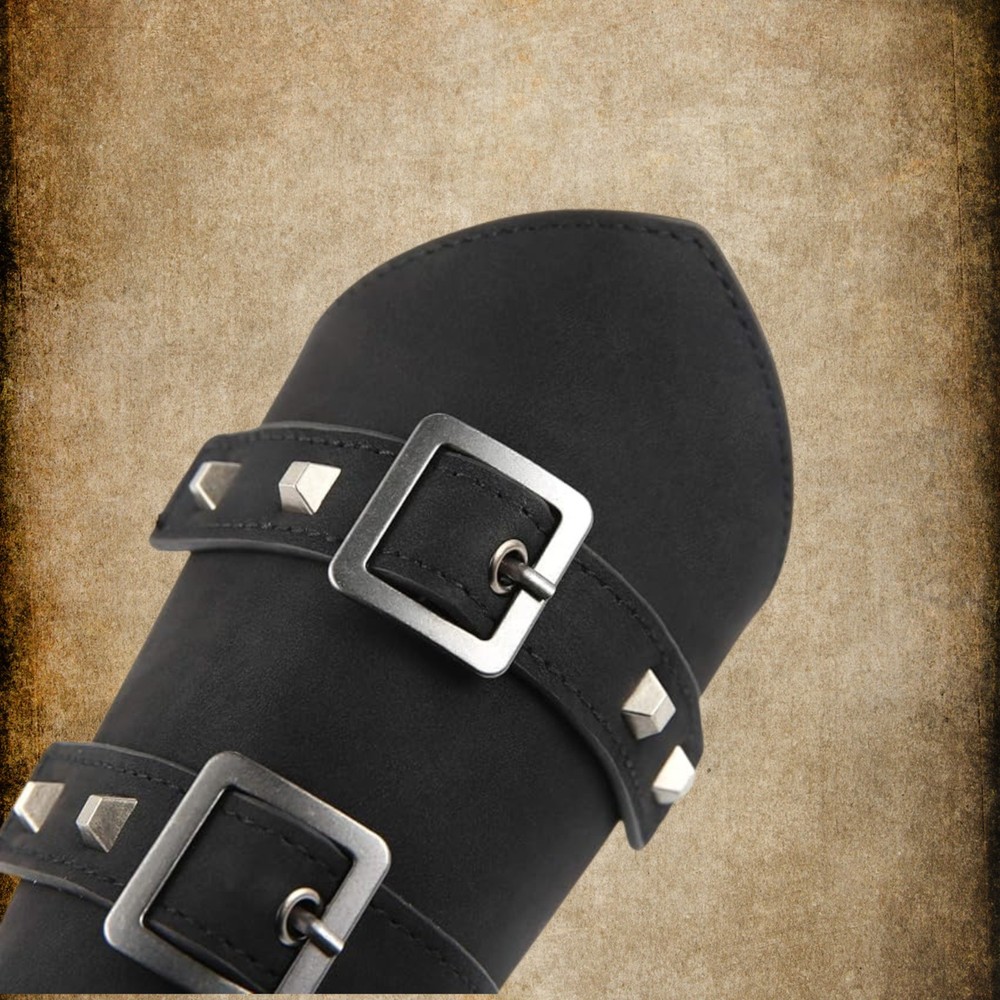 Medieval Leather Bracers Arm Guards with Belt Buckle Adjustable