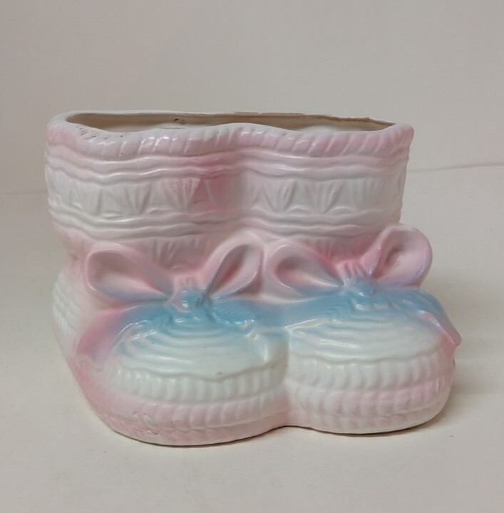 Ceramic Baby Booties Planter Vase Decor