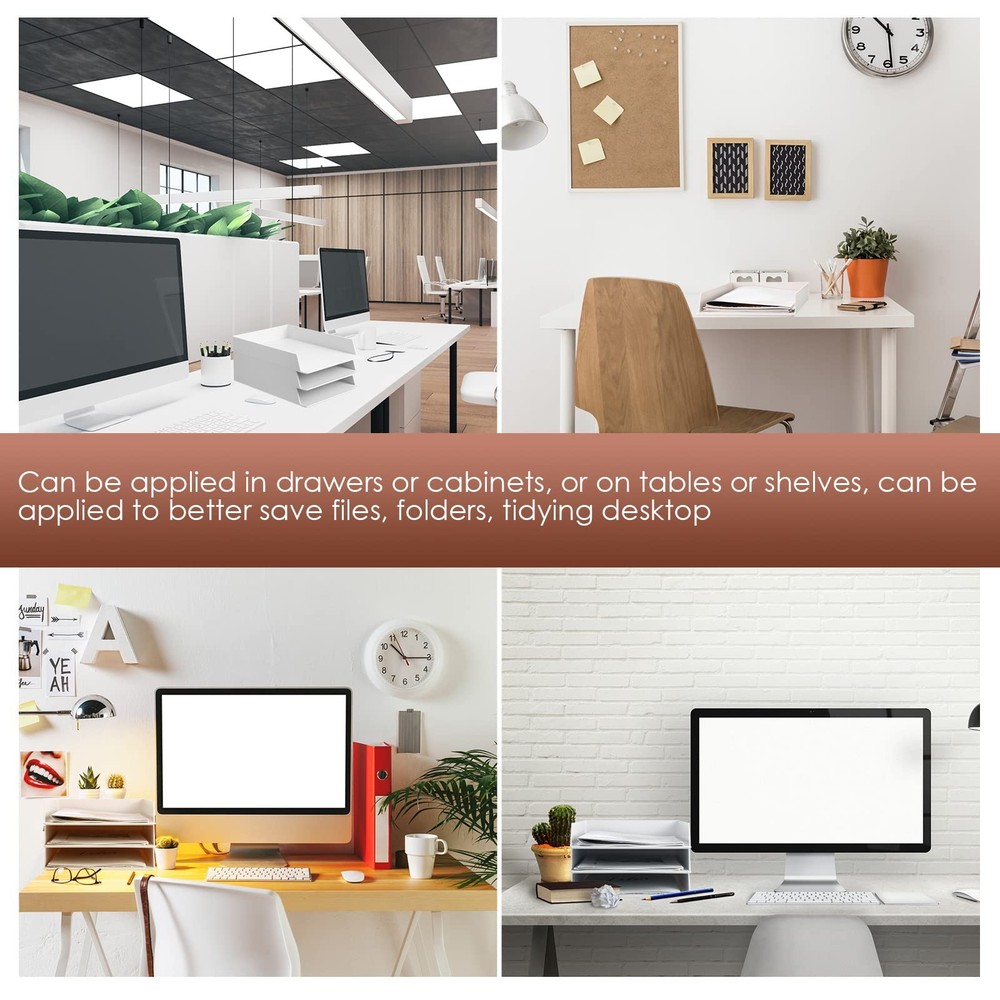 4 Pcs Stackable Desk Organizer Trays Rectangular Plastic Desk Holder Desktop ...