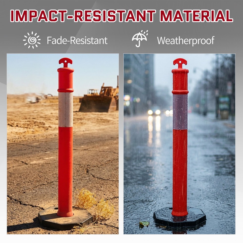3 Pack 45" Orange Traffic Delineator Post Cone for Traffic Control Warning