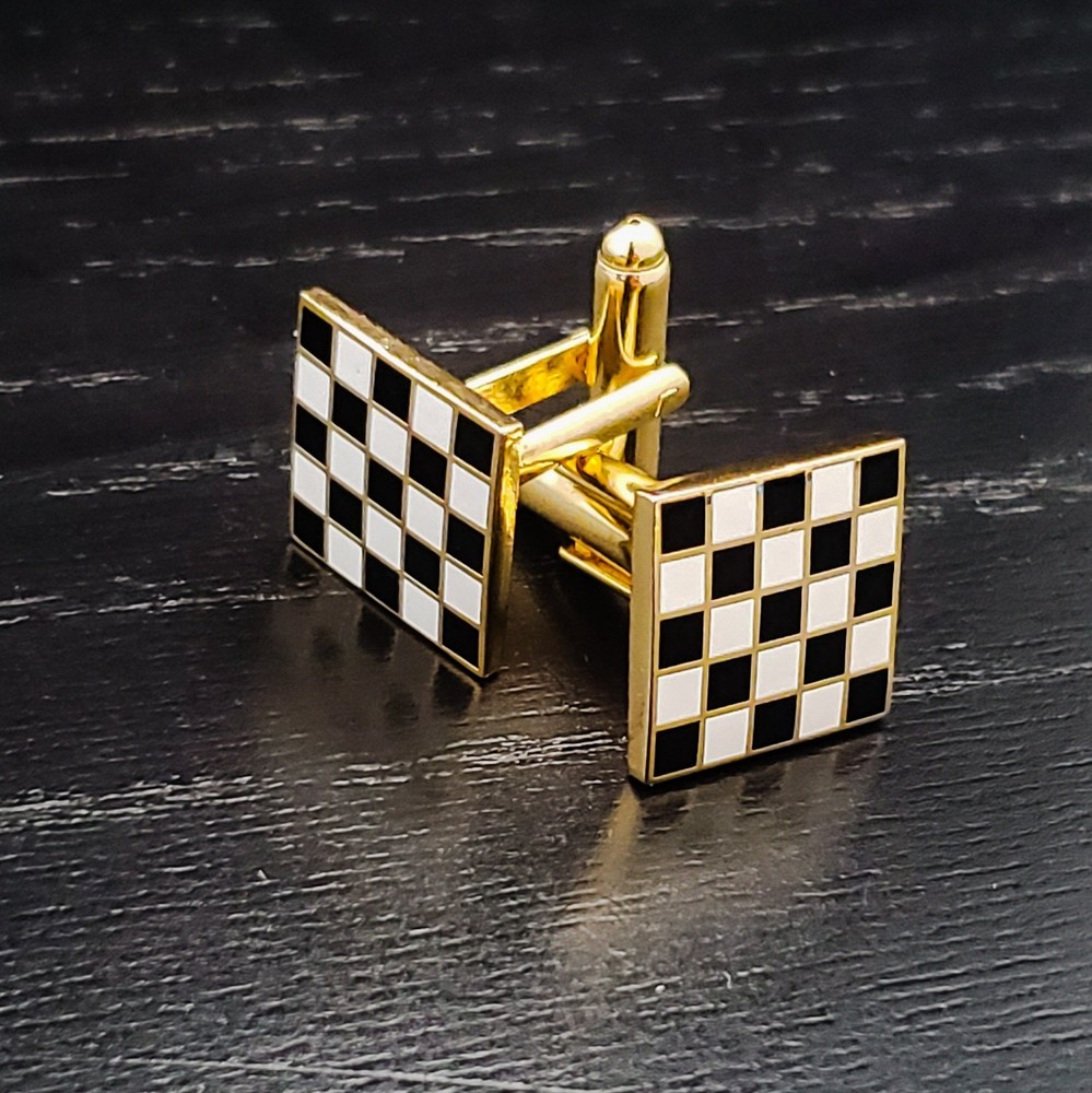 Checkered Mosaic Pavement Masonic Cuff Links