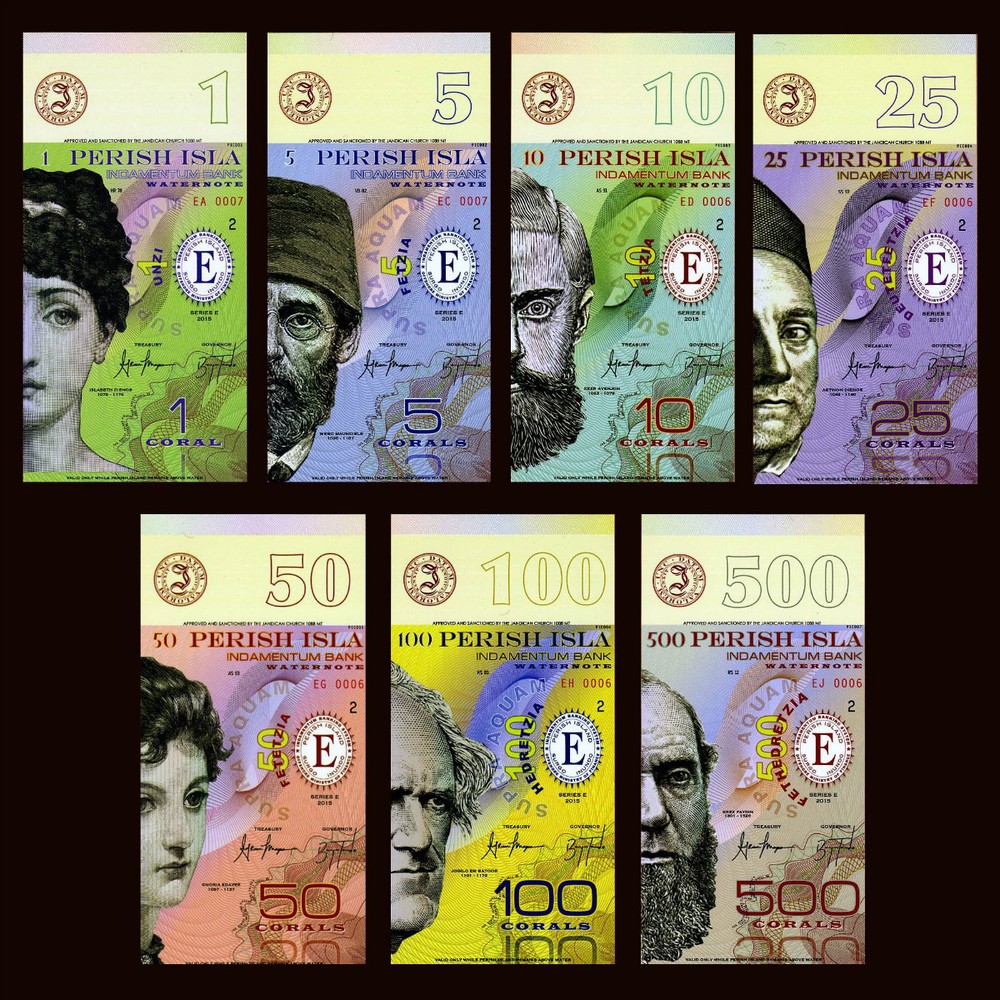SET Perish Island 2015 Polymer 7 Note Set, UNC, Vertical Orientation