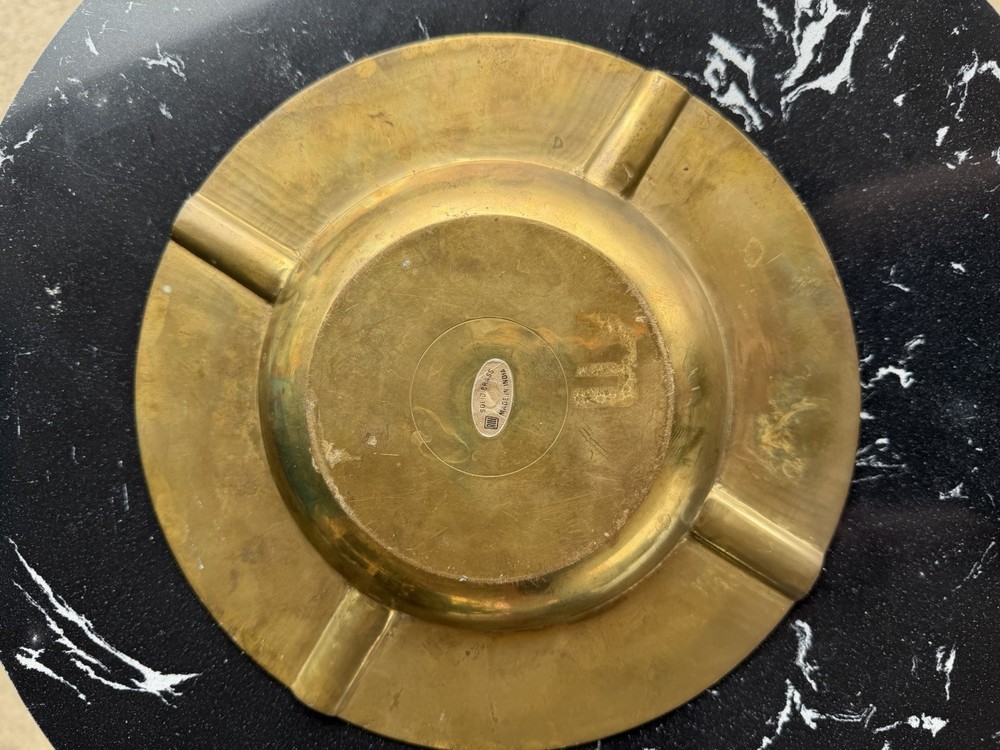 Vintage Etched Solid Brass Ashtray